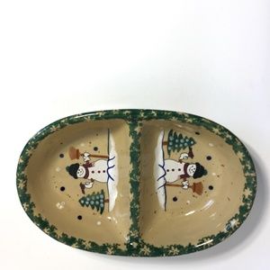 ABC XMas Snowman Divided Serving Dish